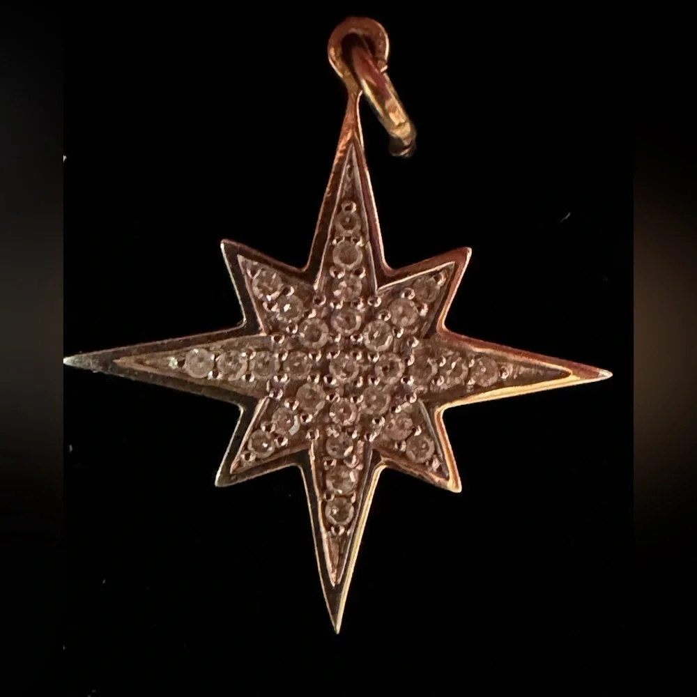 10k yellow gold diamond pave star pendant - Picture 4 of 5